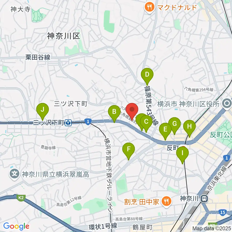 みずさわ管楽器工房周辺のカフェ一覧地図