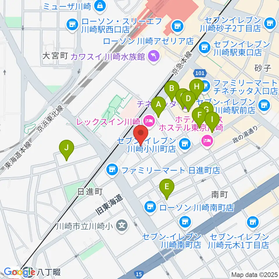 STUDIO楽 川崎店周辺のカフェ一覧地図