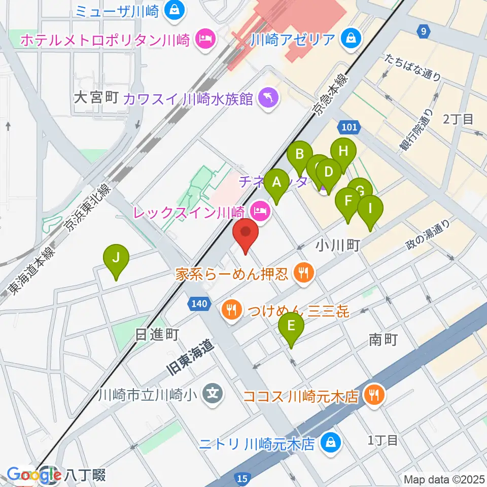 STUDIO楽 川崎店周辺のカフェ一覧地図