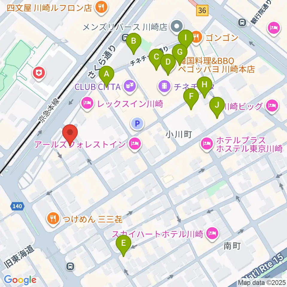 STUDIO楽 川崎店周辺のカフェ一覧地図
