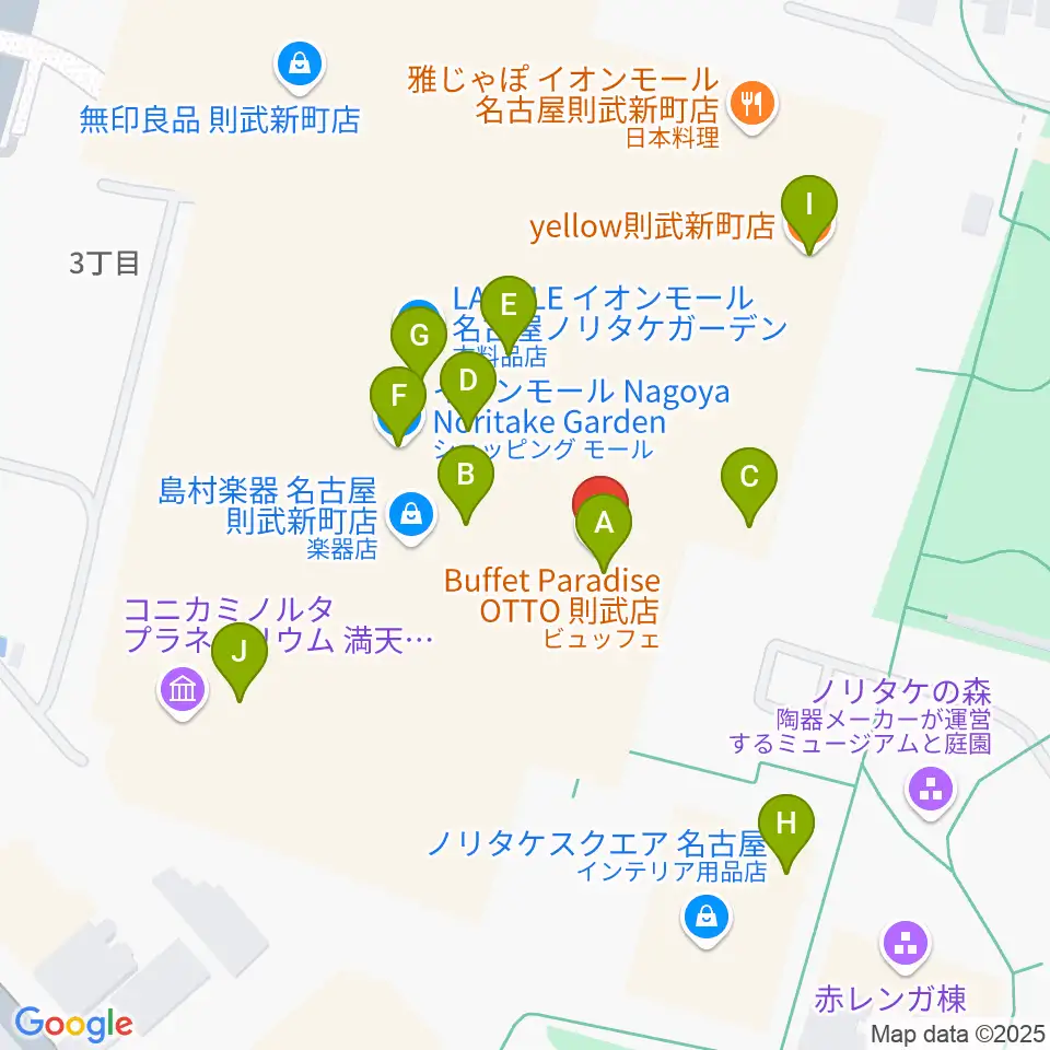 プラネタリウム満天NAGOYA周辺のカフェ一覧地図
