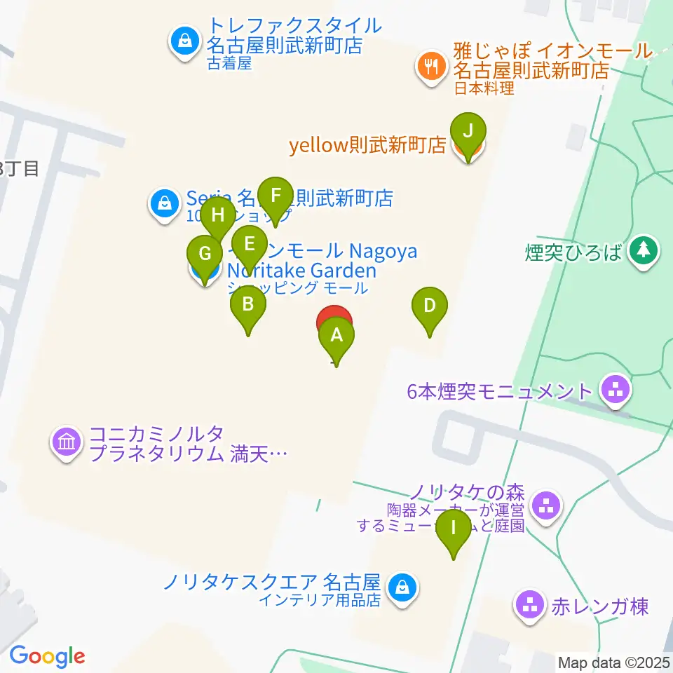 プラネタリウム満天NAGOYA周辺のカフェ一覧地図