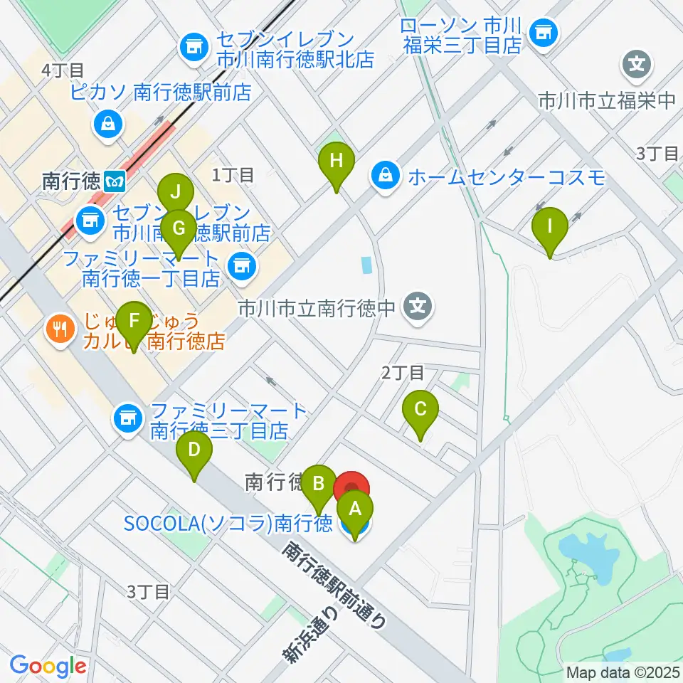 島村楽器SOCOLA 南行徳店周辺のカフェ一覧地図