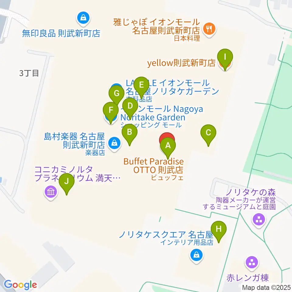 島村楽器 名古屋則武新町店周辺のカフェ一覧地図