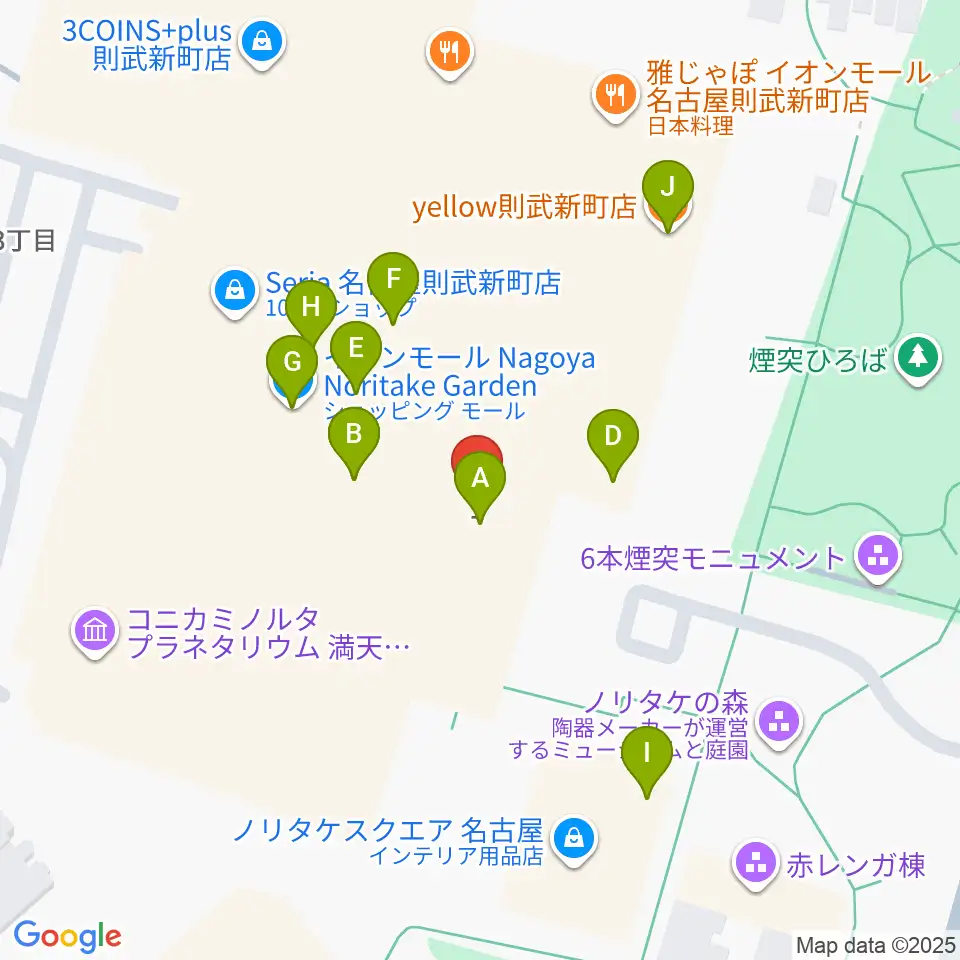 島村楽器 名古屋則武新町店周辺のカフェ一覧地図