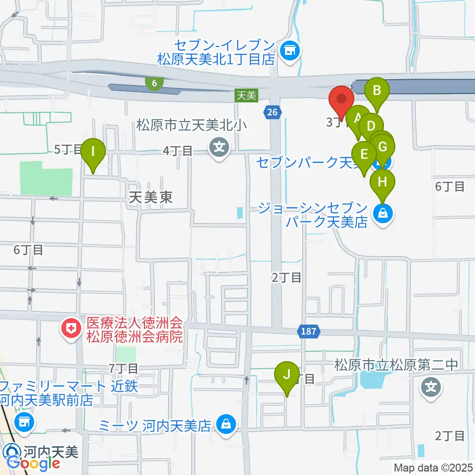 島村楽器 セブンパーク天美店周辺のカフェ一覧地図