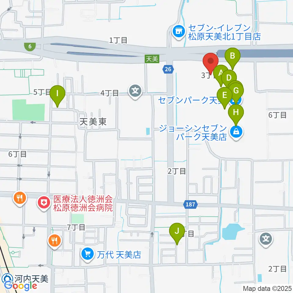 島村楽器 セブンパーク天美店周辺のカフェ一覧地図