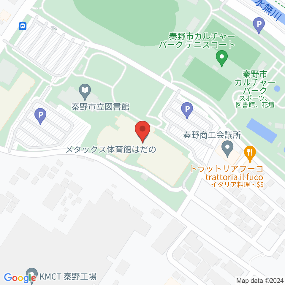 メタックス体育館はだの周辺のカフェ一覧地図