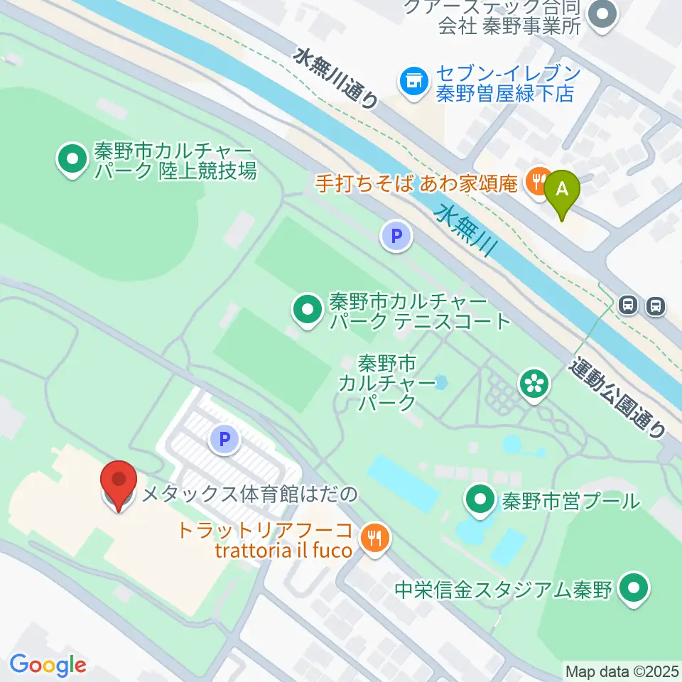 メタックス体育館はだの周辺のカフェ一覧地図
