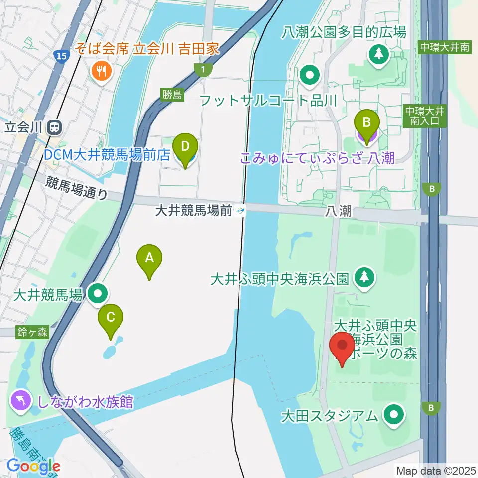 大井ふ頭中央海浜公園野球場周辺のカフェ一覧地図