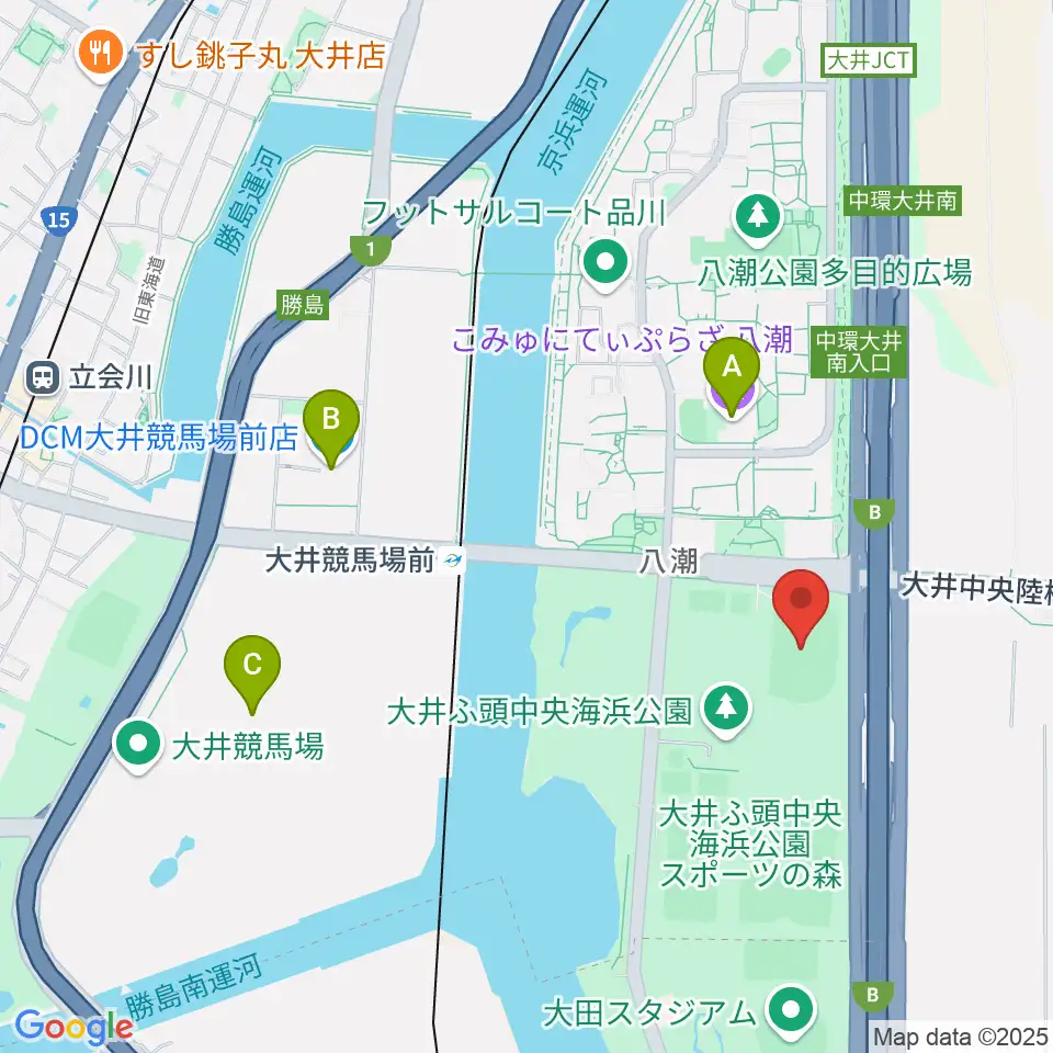 大井ふ頭中央海浜公園陸上競技場周辺のカフェ一覧地図