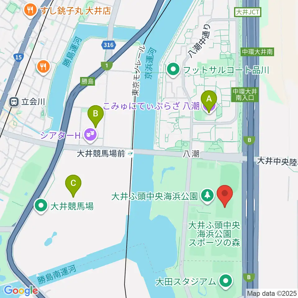大井ホッケー競技場周辺のカフェ一覧地図