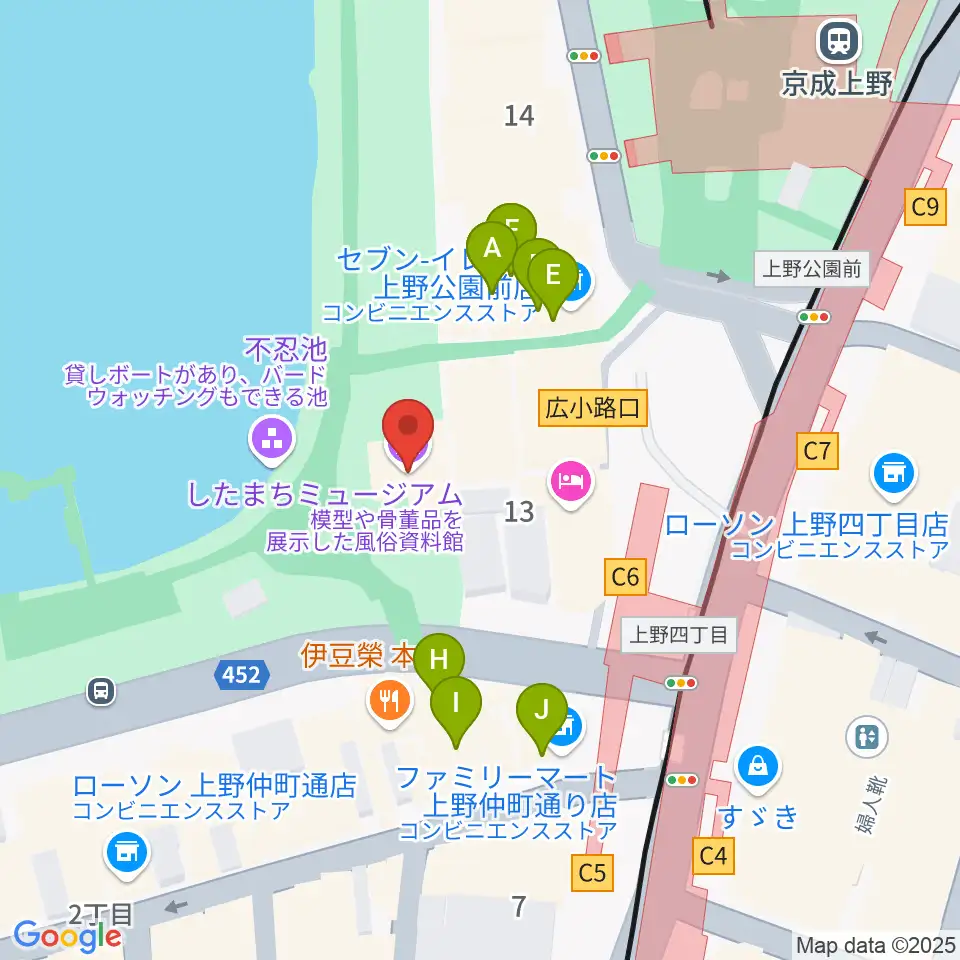 したまちミュージアム周辺のカフェ一覧地図