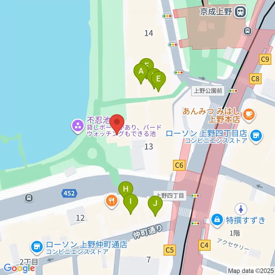 したまちミュージアム周辺のカフェ一覧地図