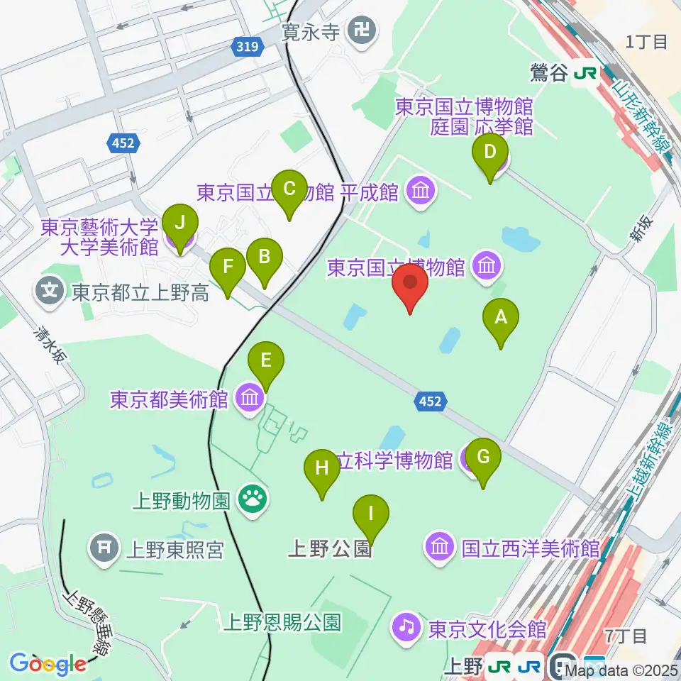 東京国立博物館・表慶館周辺のカフェ一覧地図