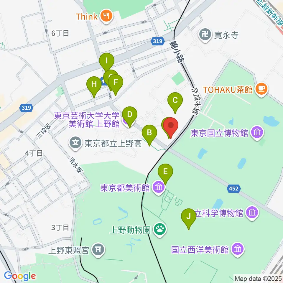 黒田記念館周辺のカフェ一覧地図