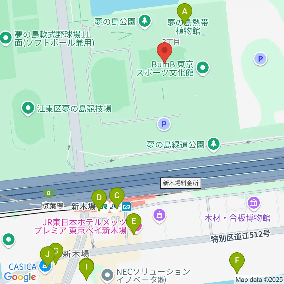 夢の島公園アーチェリー場周辺のカフェ一覧地図