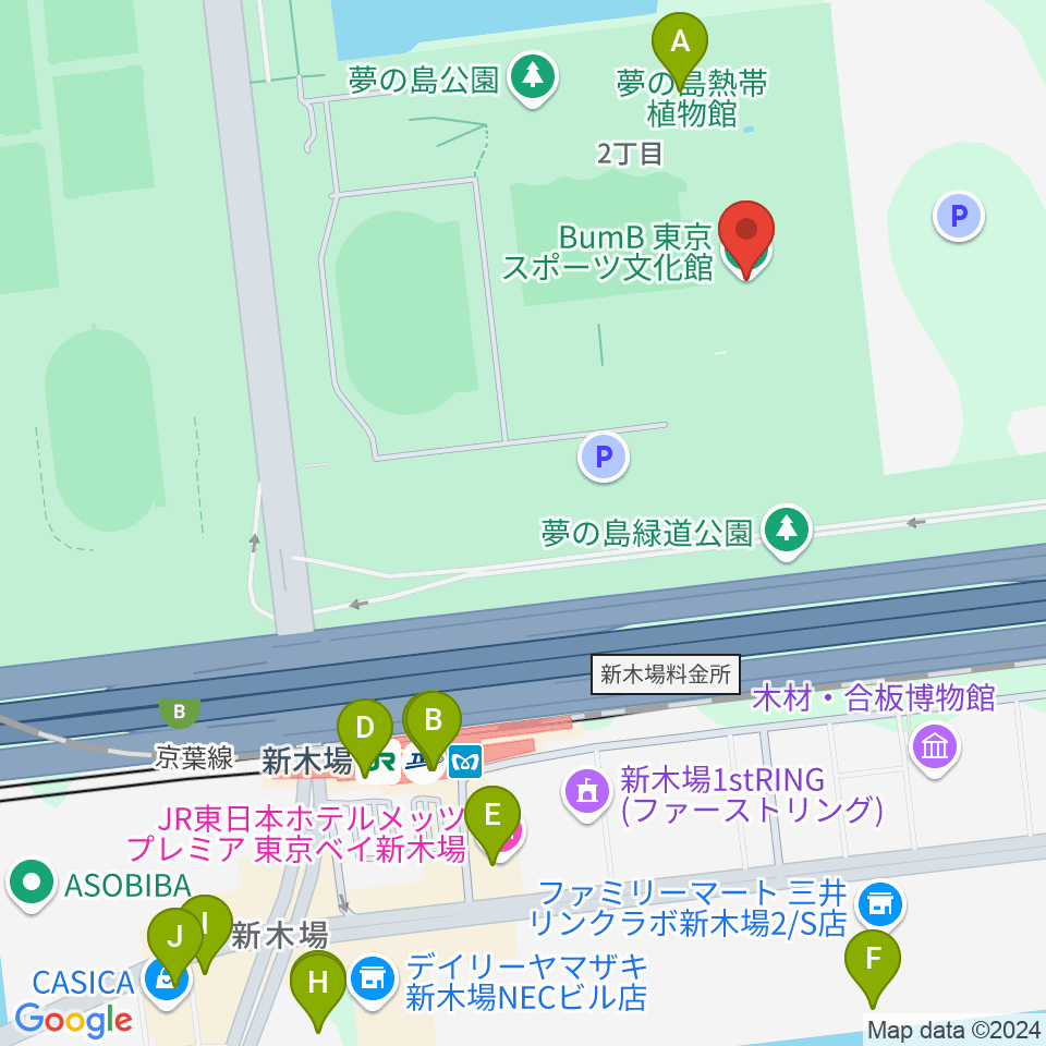 BumB東京スポーツ文化館周辺のカフェ一覧地図