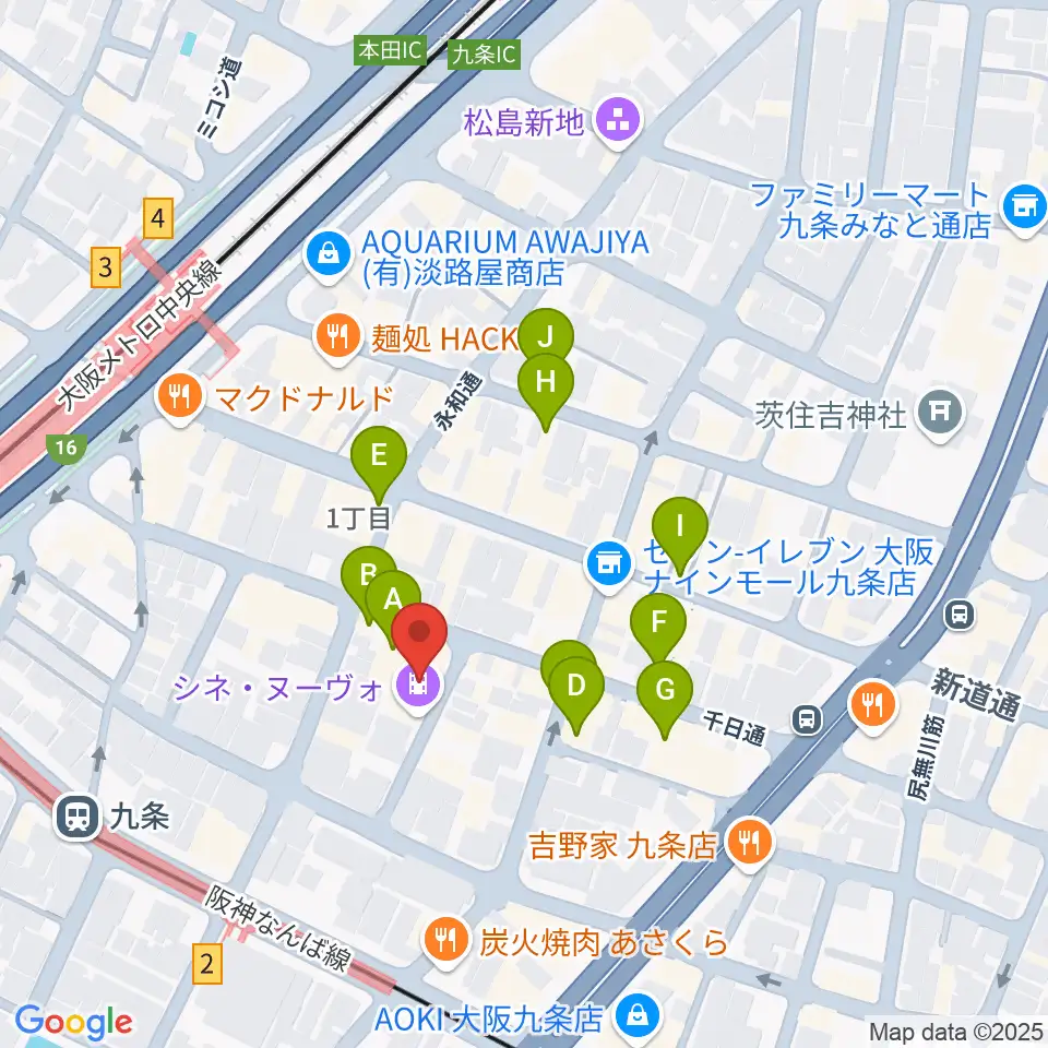 シネ・ヌーヴォ周辺のカフェ一覧地図