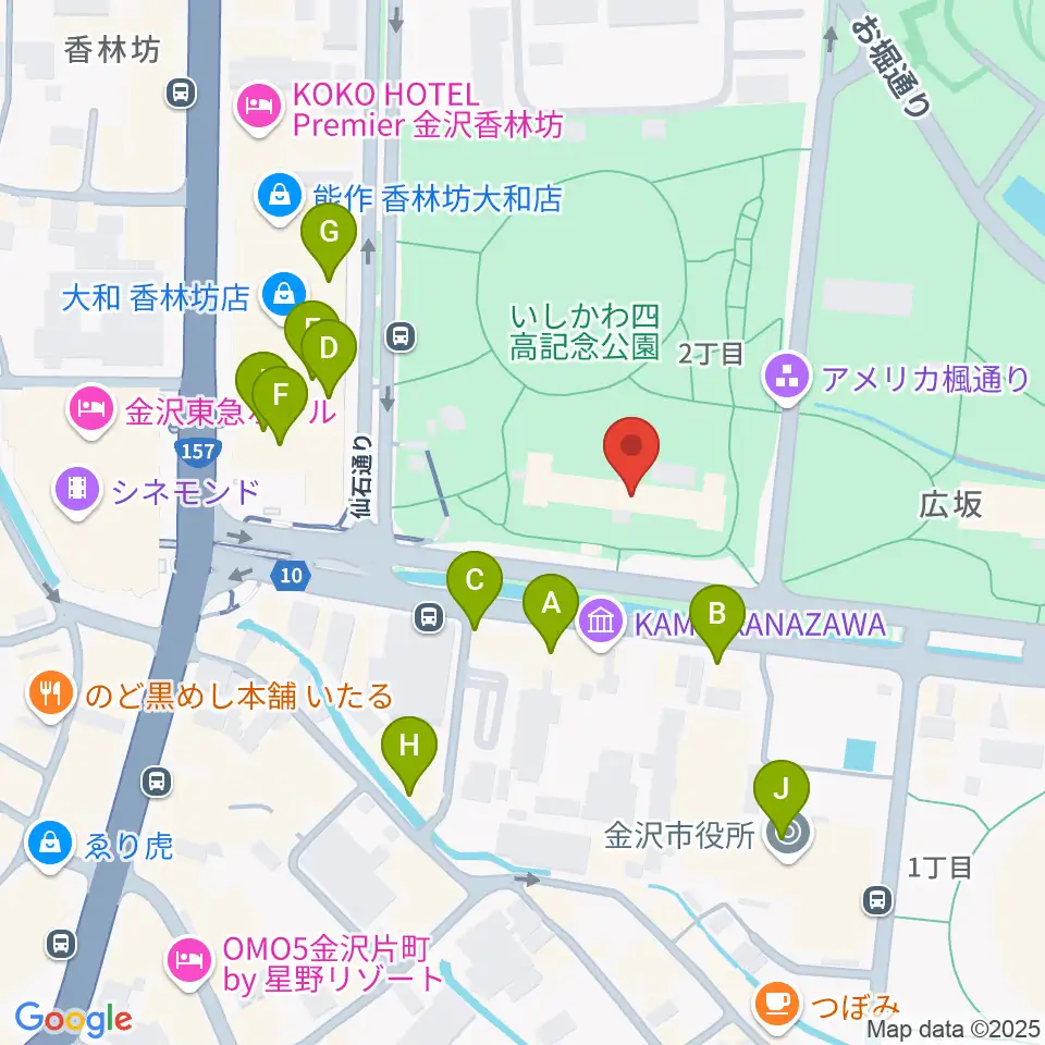 石川四高記念文化交流館周辺のカフェ一覧地図