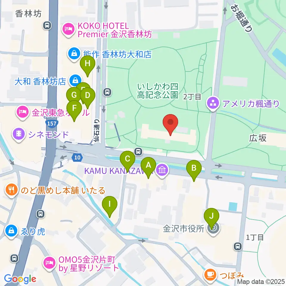 石川四高記念文化交流館周辺のカフェ一覧地図