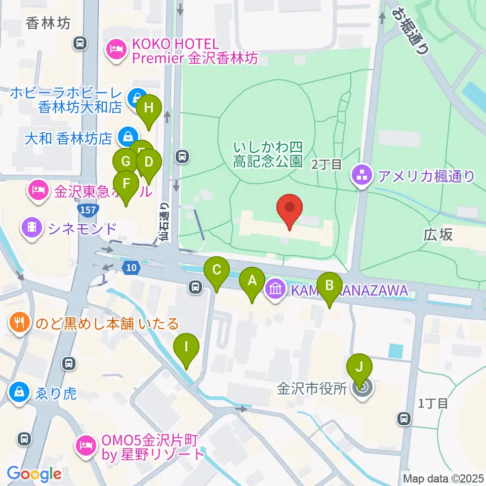 石川四高記念文化交流館周辺のカフェ一覧地図