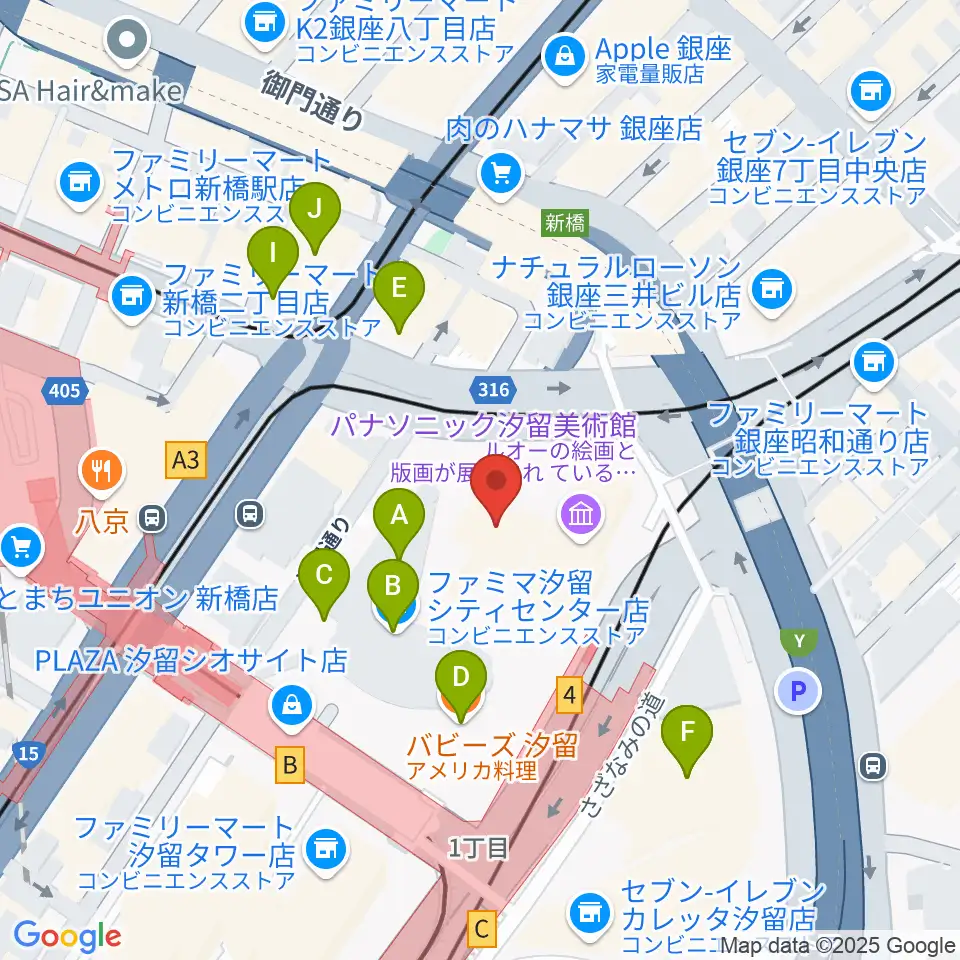 旧新橋停車場 鉄道歴史展示室周辺のカフェ一覧地図