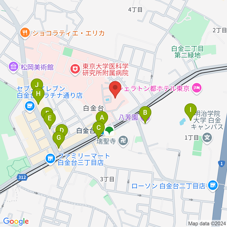 港区立郷土歴史館周辺のカフェ一覧地図