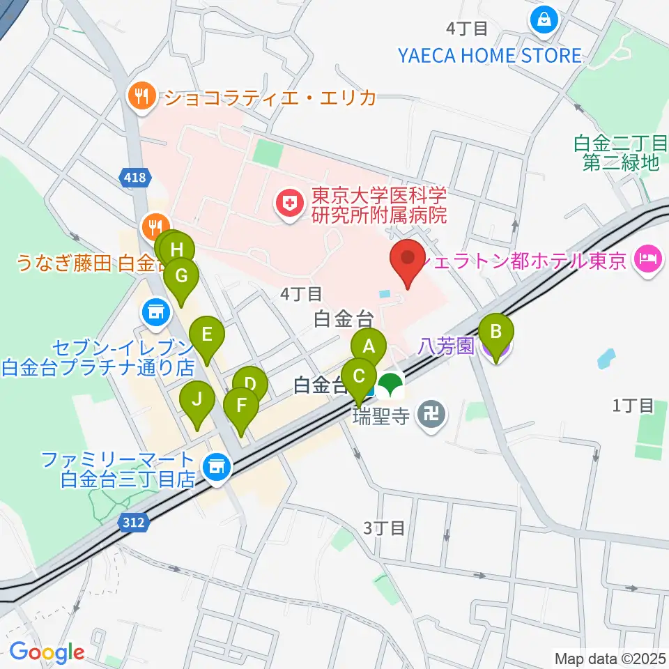 港区立郷土歴史館周辺のカフェ一覧地図
