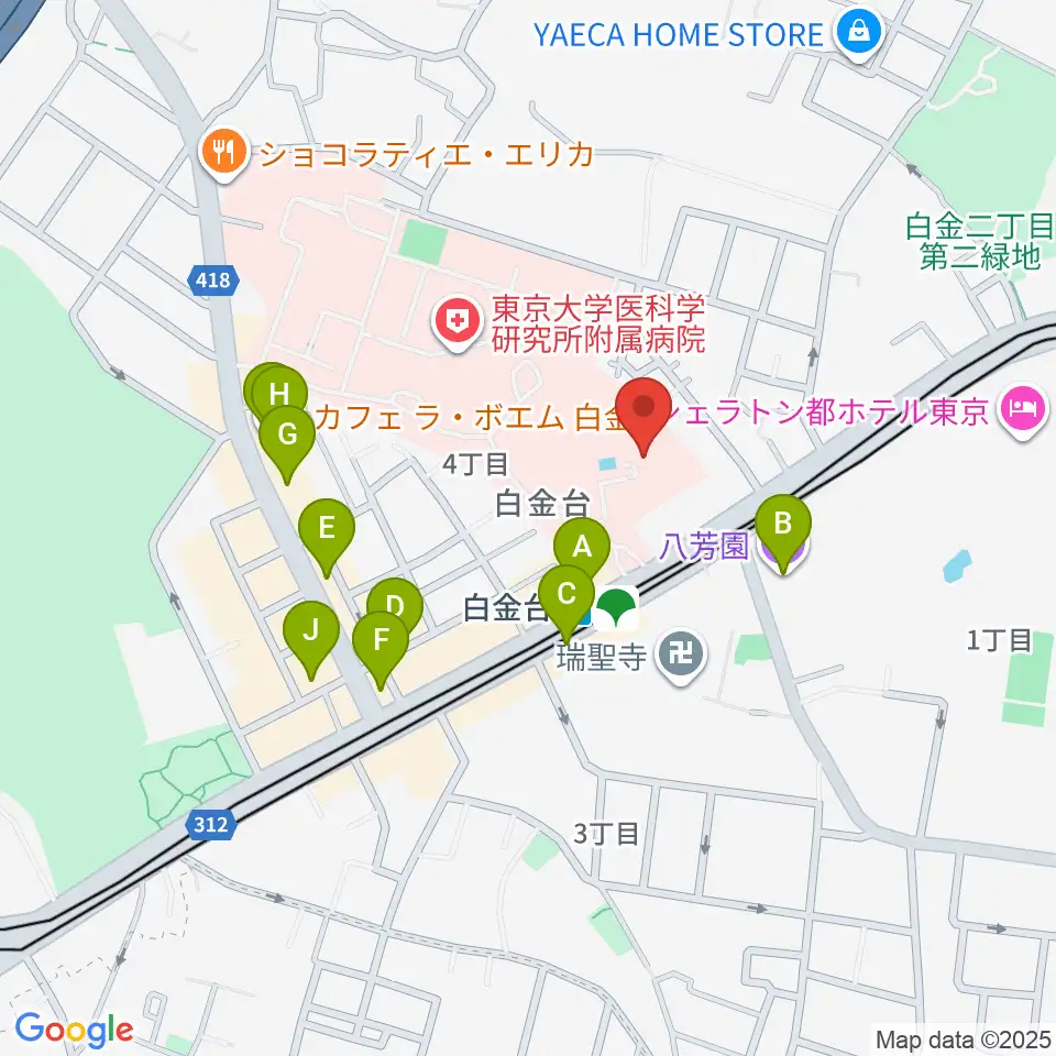 港区立郷土歴史館周辺のカフェ一覧地図