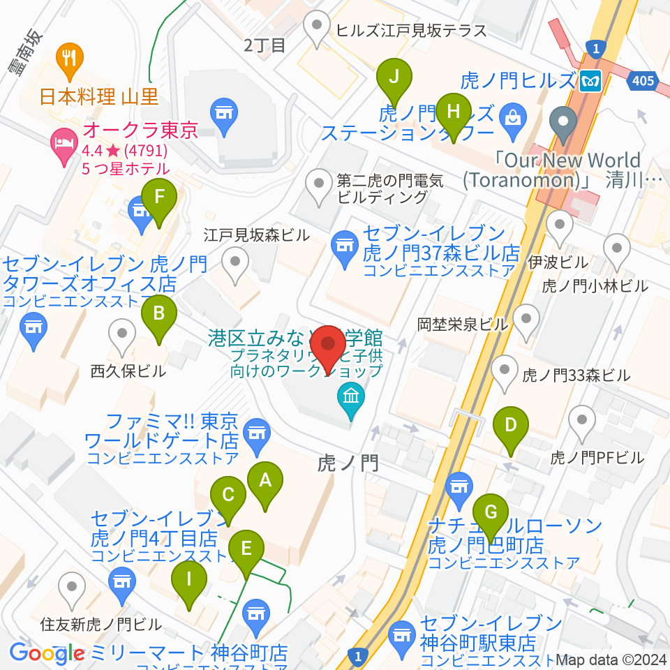 港区立みなと科学館周辺のカフェ一覧地図