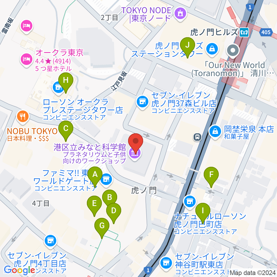 港区立みなと科学館周辺のカフェ一覧地図