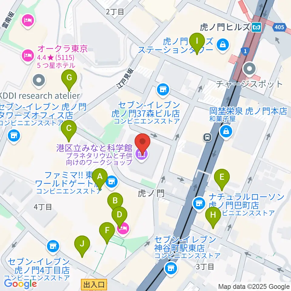 港区立みなと科学館周辺のカフェ一覧地図