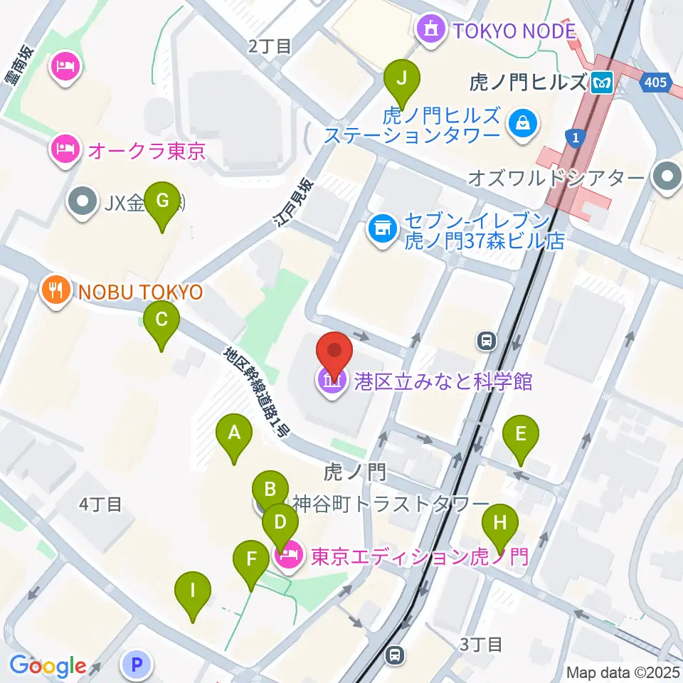 港区立みなと科学館周辺のカフェ一覧地図