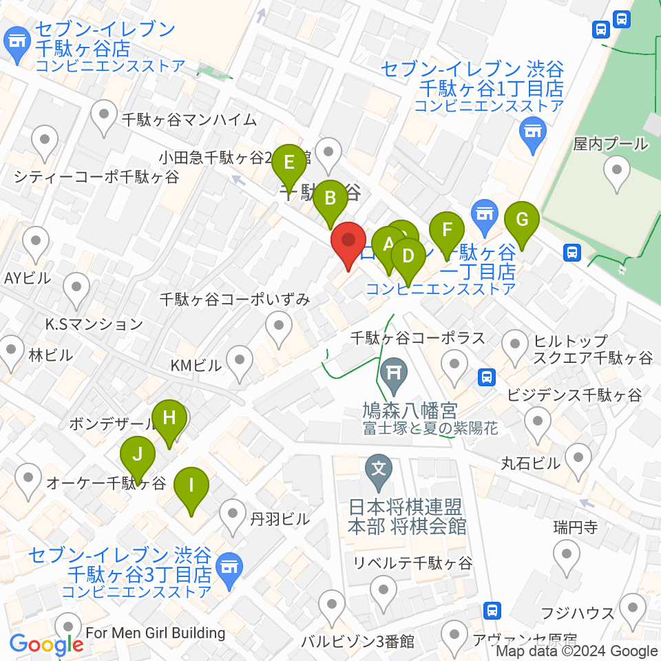 トライアンフスタジオ周辺のカフェ一覧地図