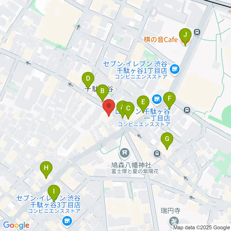 トライアンフスタジオ周辺のカフェ一覧地図