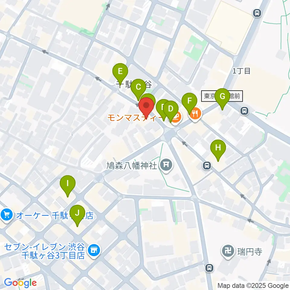 トライアンフスタジオ周辺のカフェ一覧地図