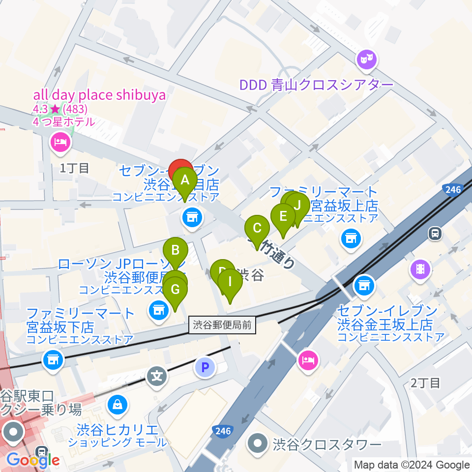 渋谷近未来会館周辺のカフェ一覧地図