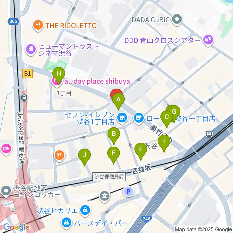 渋谷近未来会館周辺のカフェ一覧地図