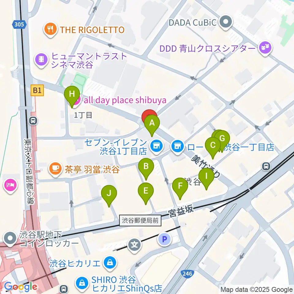 渋谷近未来会館周辺のカフェ一覧地図