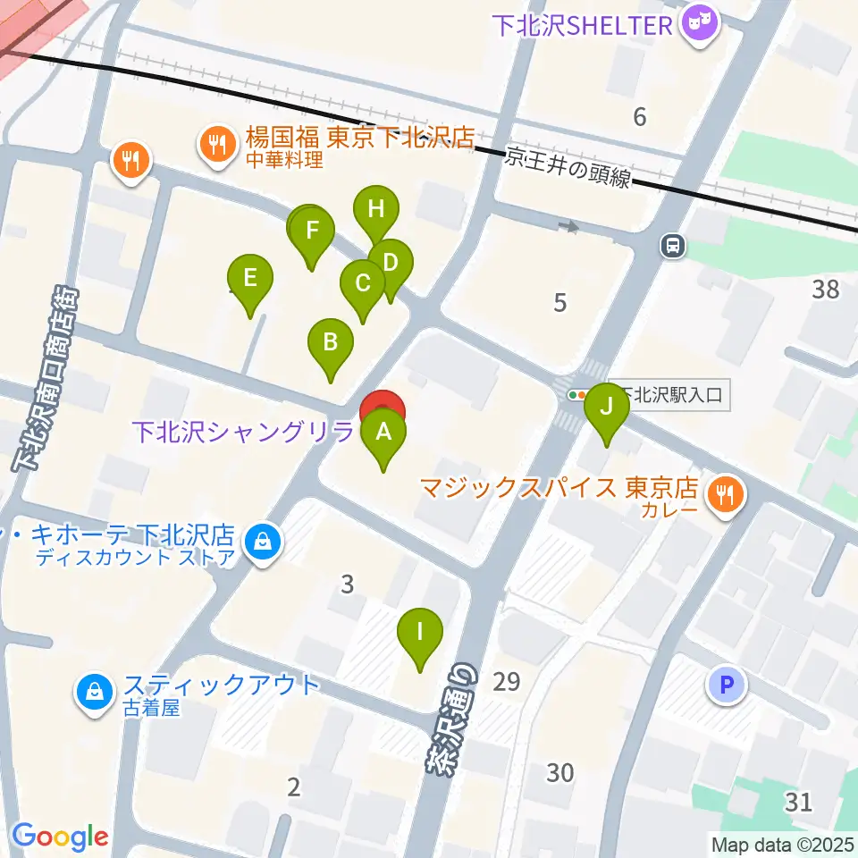 下北沢シャングリラ周辺のカフェ一覧地図