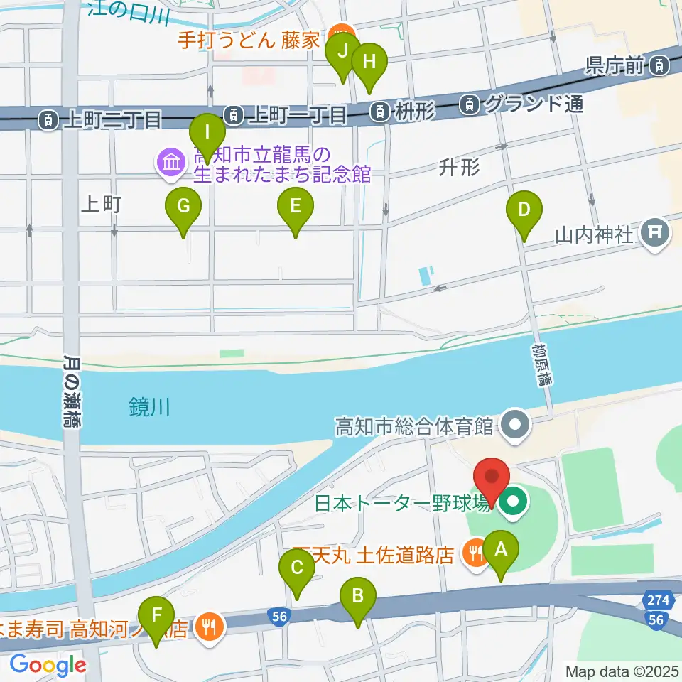 日本トーター野球場周辺のカフェ一覧地図