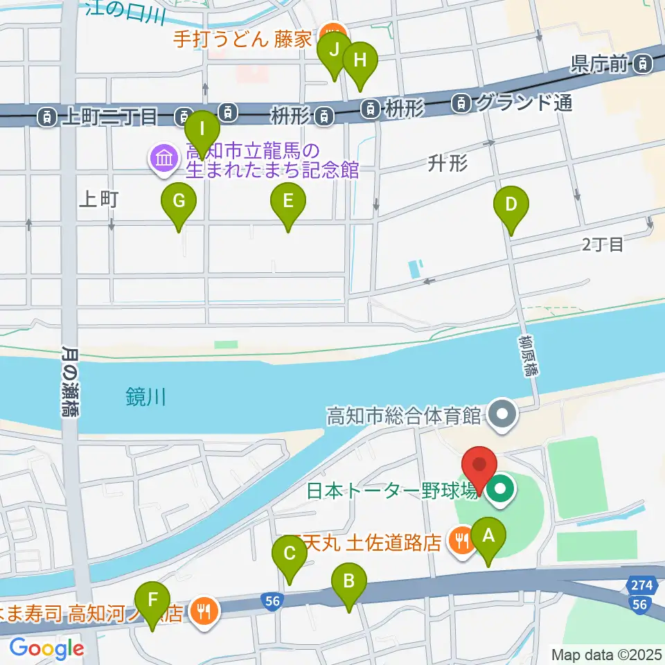 日本トーター野球場周辺のカフェ一覧地図