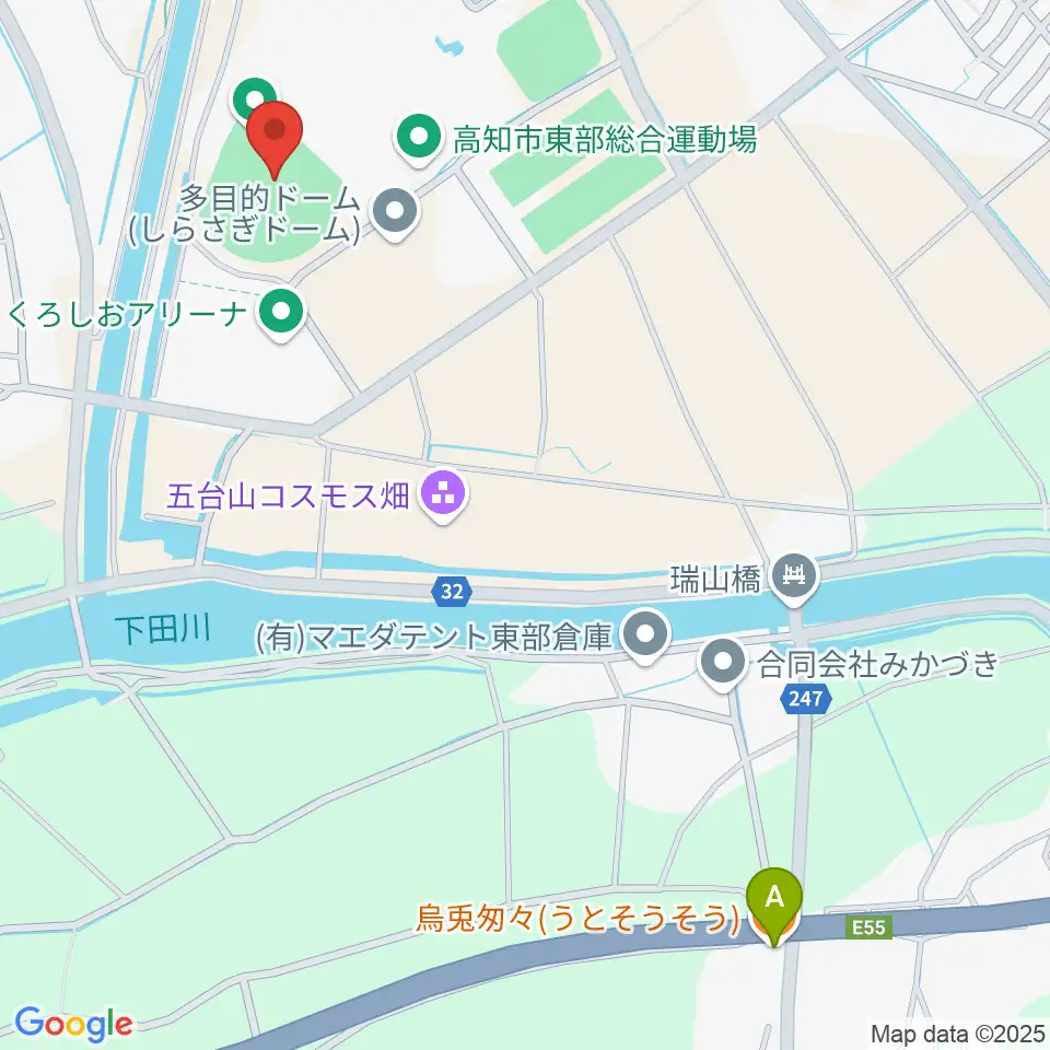 高知市東部総合運動場野球場周辺のカフェ一覧地図