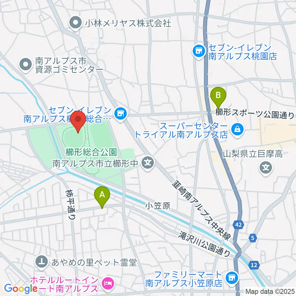 南アルプスジットスタジアム周辺のカフェ一覧地図
