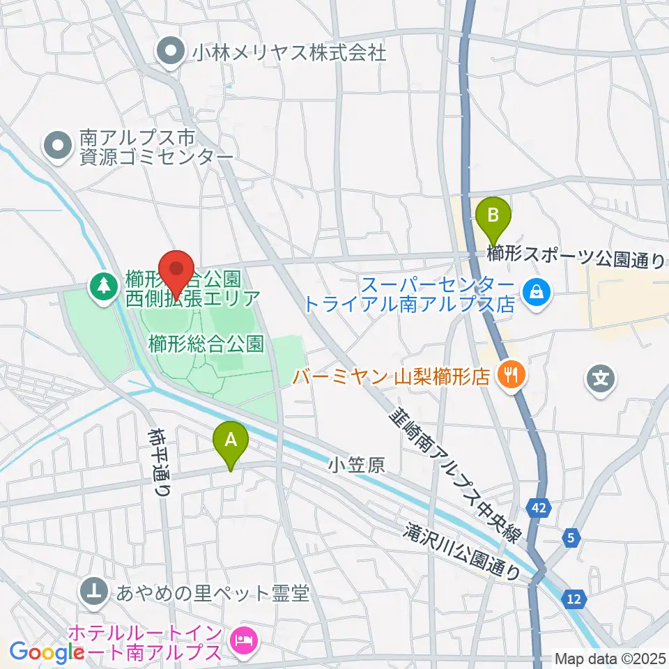 南アルプスジットスタジアム周辺のカフェ一覧地図