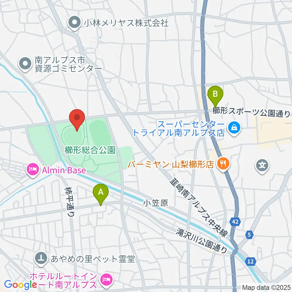 南アルプスジットスタジアム周辺のカフェ一覧地図