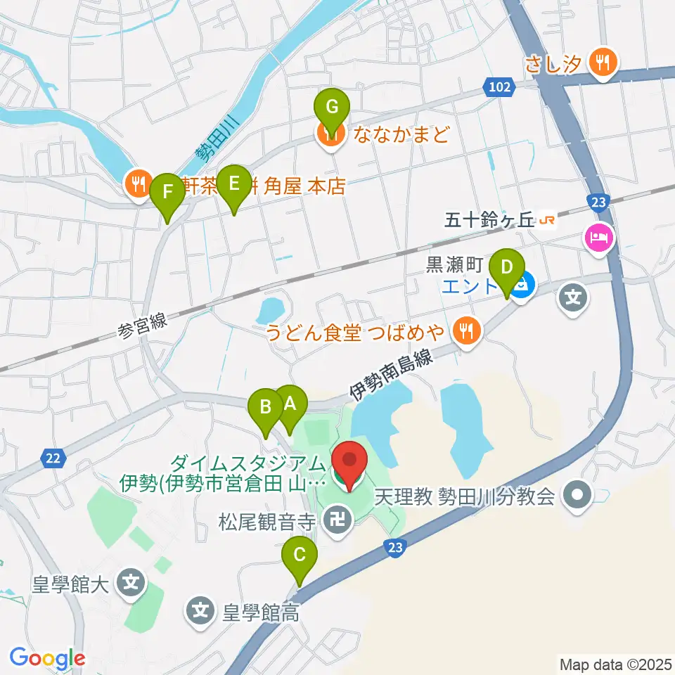 ダイムスタジアム伊勢周辺のカフェ一覧地図
