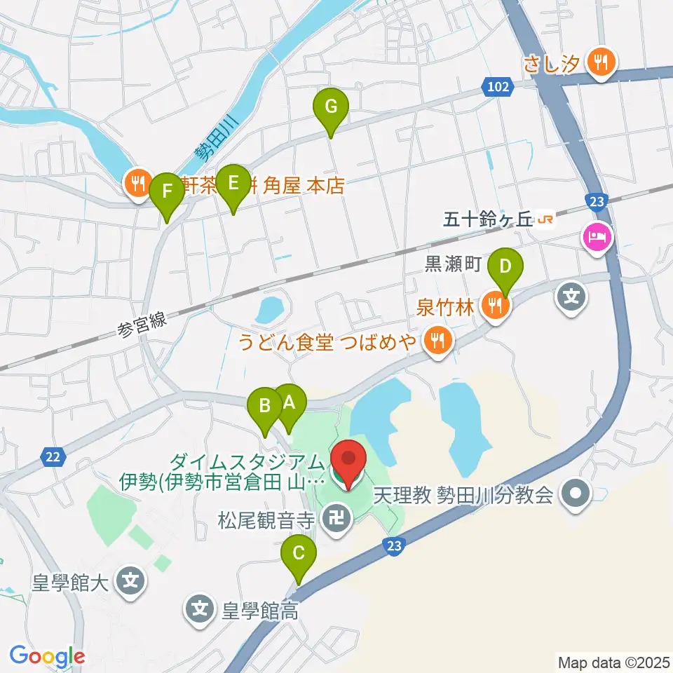 ダイムスタジアム伊勢周辺のカフェ一覧地図