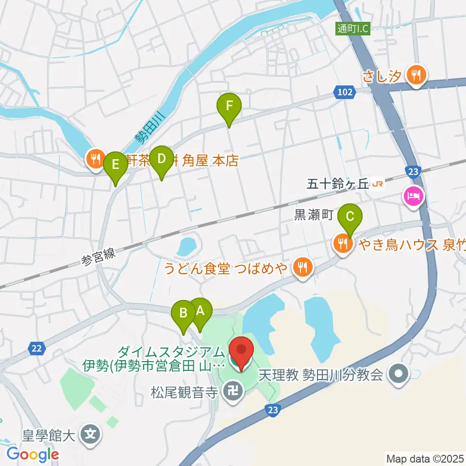 ダイムスタジアム伊勢周辺のカフェ一覧地図